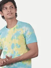 Rad prix Men Tie and Dye Printed Cotton T-Shirt Blue-thumb2