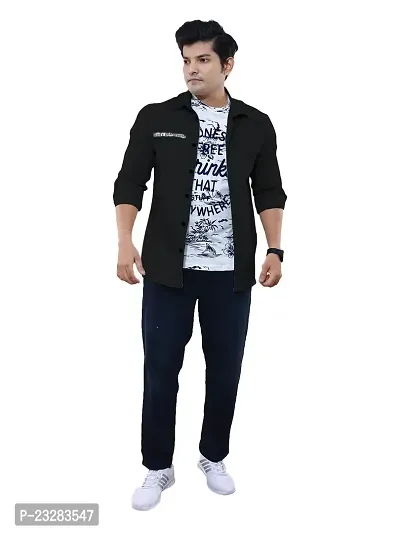 Rad prix Men Casual Black Cotton Oversized Shirt-thumb0