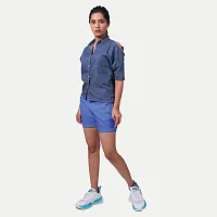 Rad prix Women Blue Solid Woven Shorts-thumb2