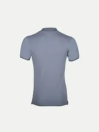 Mens Blue Cotton Fashion Printed Polo T Shirt-thumb3