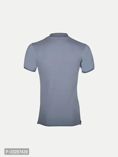 Mens Blue Cotton Fashion Printed Polo T Shirt-thumb4