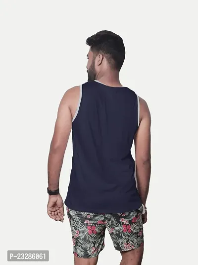 Men Navy Textured and Printed Sports T-Shirt with Detailing-thumb4