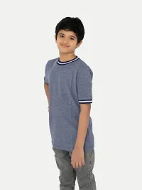 Boys Charcoal Contrast Round neck Melange T-shirt-thumb2