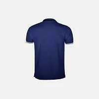 Rad prix Men Navy Blue Cotton Contrast Tipping Polo T-Shirt-thumb3