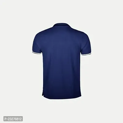 Rad prix Men Navy Blue Cotton Contrast Tipping Polo T-Shirt-thumb4