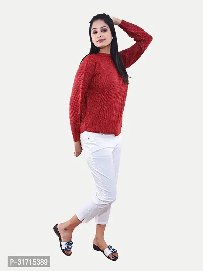 Women Red Lurex Pullover-thumb4