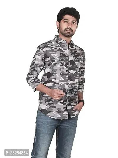 Rad prix Men All-Over Military Olive Green Camouflage Shirt-thumb0