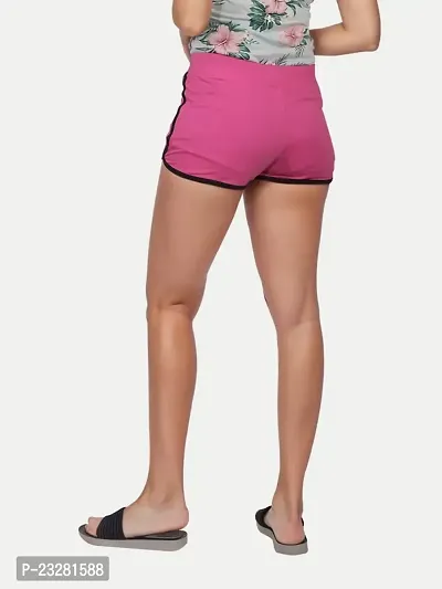 Rad prix Womens Solid Elasticated Shorts- Pink Colour-thumb4