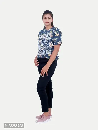 Rad prix Women Floral Printed Tees -Blue Colour-thumb3