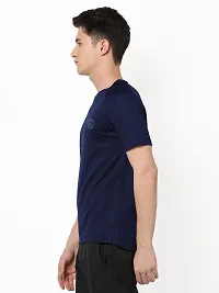 Rad prix Men Navy Blue Textured Sports T-Shirt-thumb3