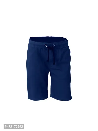 Elegant Blue Cotton Solid Shorts For Boys-thumb0