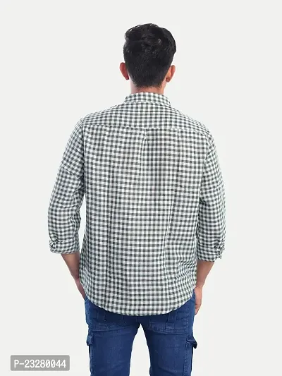 Rad prix Men White Gingham Checkered Cotton Casual Shirt-thumb4