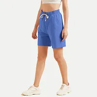 Womens Navy  Solid  Shorts-thumb2