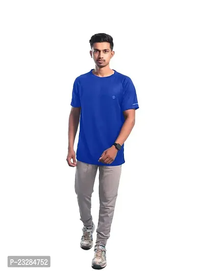 Rad prix Men Navy Blue Textured Sports T-Shirt