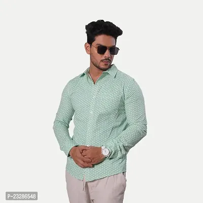 Rad prix Men Light Green Printed Cotton Casual Shirt-thumb2