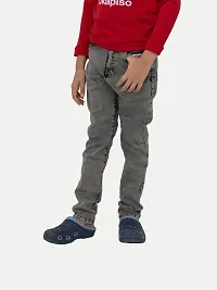 Teen Boys Regular Fit Charcoal Denim Pants-thumb2