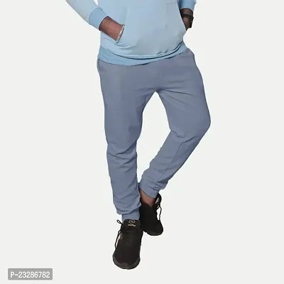 Rad prix Men Solid Light Blue Cotton Regular Fit Lounge Track Pants-thumb2