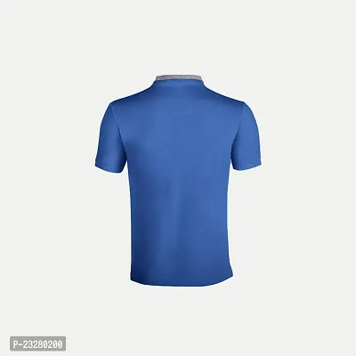 Rad prix Men Blue Cotton Polo Collared T-Shirt-thumb4