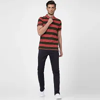 Rad prix Men Red and Black Thick Stripes Regular fit Polo T-Shirt-thumb3