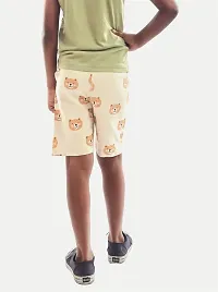 Teen Boys Cream Printed Shorts with Panda Prints-thumb2