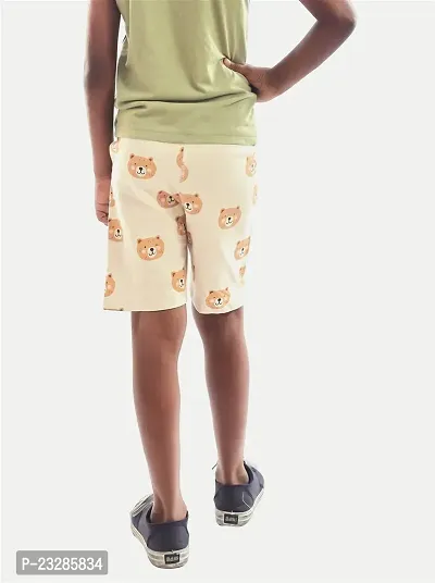 Teen Boys Cream Printed Shorts with Panda Prints-thumb3