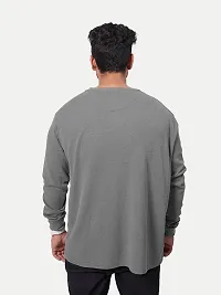 Mens Henley Long Sleeve Tees-Olive Green Colour-thumb3