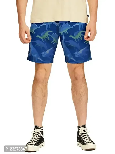 Rad prix Men Cobalt Blue Animal Printed Sports Shorts-thumb0