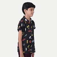 Rad prix Teen Boys Black Tropical Printed Camp Shirt-thumb3