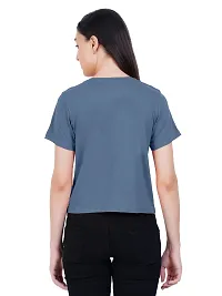 Womens Steel Blue Ruched Tops-thumb1