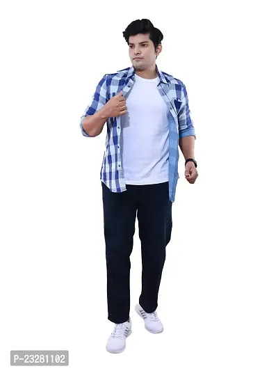 Rad prix Men Blue Checkered Casual Cotton Shirt-thumb0