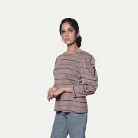 Rad prix Women Grey Stripe Full Sleeve Top-thumb1