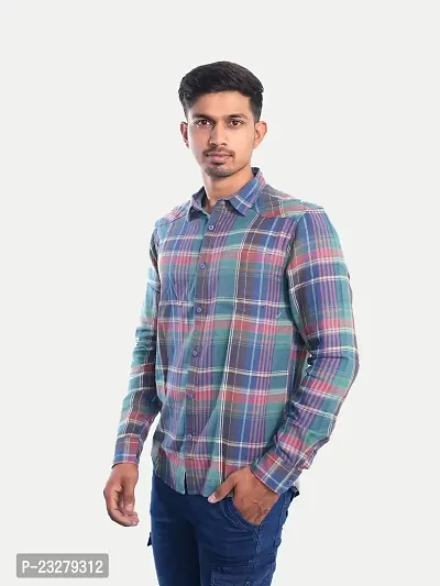 Rad prix Men Green Checkered Casual Cotton Shirt-thumb2