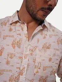 Rad Prix Men All-Over White Linen Tropical Beach Printed Shirt-thumb3