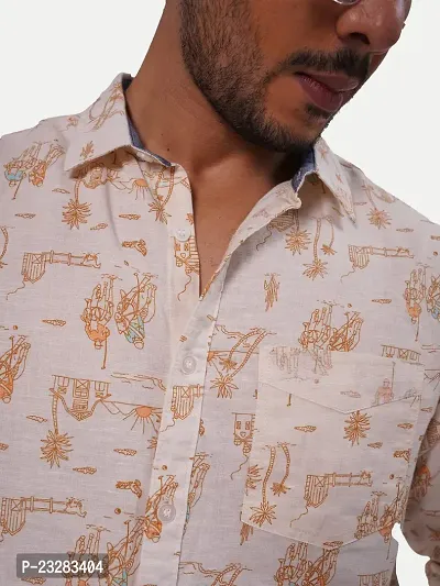 Rad Prix Men All-Over White Linen Tropical Beach Printed Shirt-thumb4