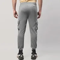 Rad prix Men Light Grey Cotton Textured Cargo Joggers-thumb4