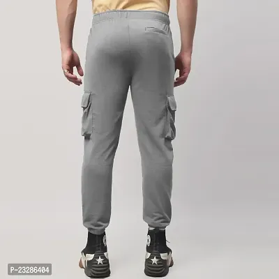 Rad prix Men Light Grey Cotton Textured Cargo Joggers-thumb5