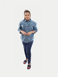 Rad prix Women Blue Denim Shirt-thumb2