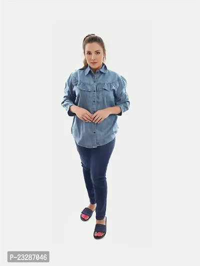 Rad prix Women Blue Denim Shirt-thumb3