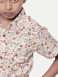 Teen Boys Floral Printed Woven Shirt- Red Colour-thumb2