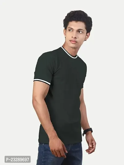 Rad prix Men Olive Round Neck Tee with Sleeve Print-thumb2