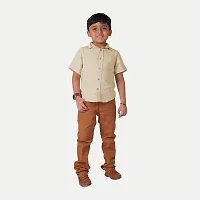 Stylish Khaki Cotton Solid Shirt For Boys-thumb1