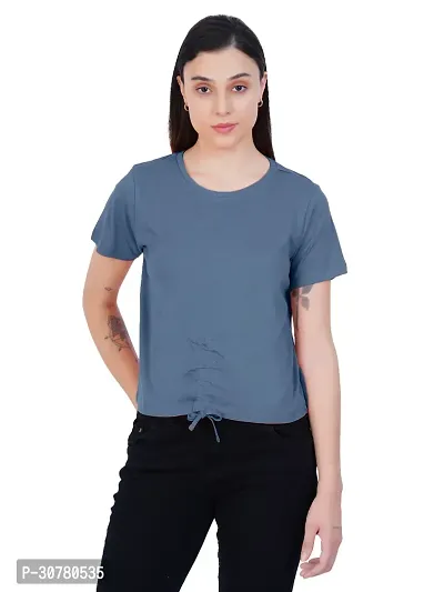 Womens Steel Blue Ruched Tops-thumb0