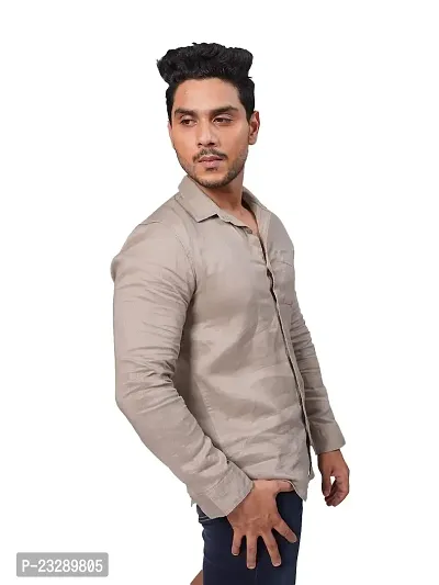 Rad prix Men's Casual Plain Regular Fit Cotton Full Sleeves Shirt (Size-XL,Beige)-thumb0