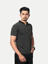 Rad prix Men Solid Active wear tees- Black Colour-thumb2