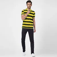 Rad prix Men Yellow and Black Thick Stripes Regular fit Polo T-Shirt-thumb3