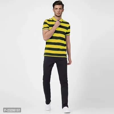 Rad prix Men Yellow and Black Thick Stripes Regular fit Polo T-Shirt-thumb4
