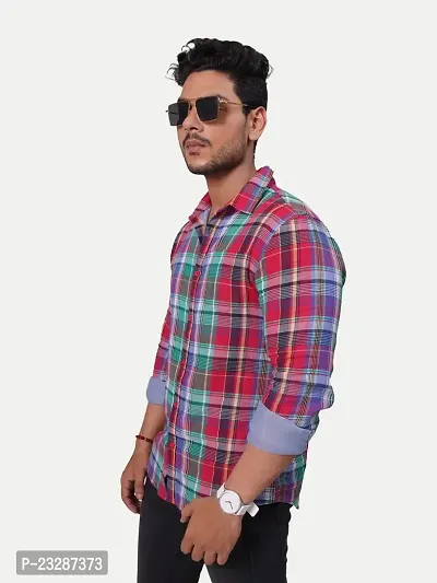 Rad prix Men Red Checkered Casual Cotton Shirt-thumb3