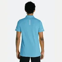 Men Basic Light Blue Polyester Polo T-Shirt-thumb4