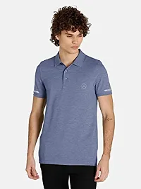 Men Basic Blue Polyester Polo T-Shirt-thumb2