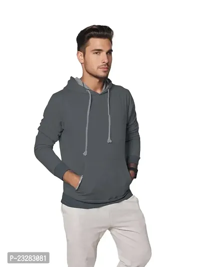 Rad prix Men Solid Grey Cotton Sweatshirt with Hoodie